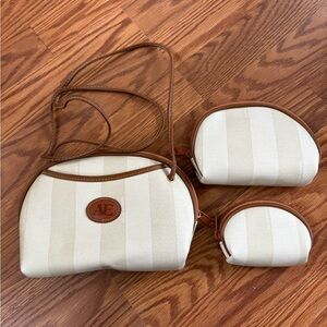 Allen Edward Cream and Tan Women's Bag Set